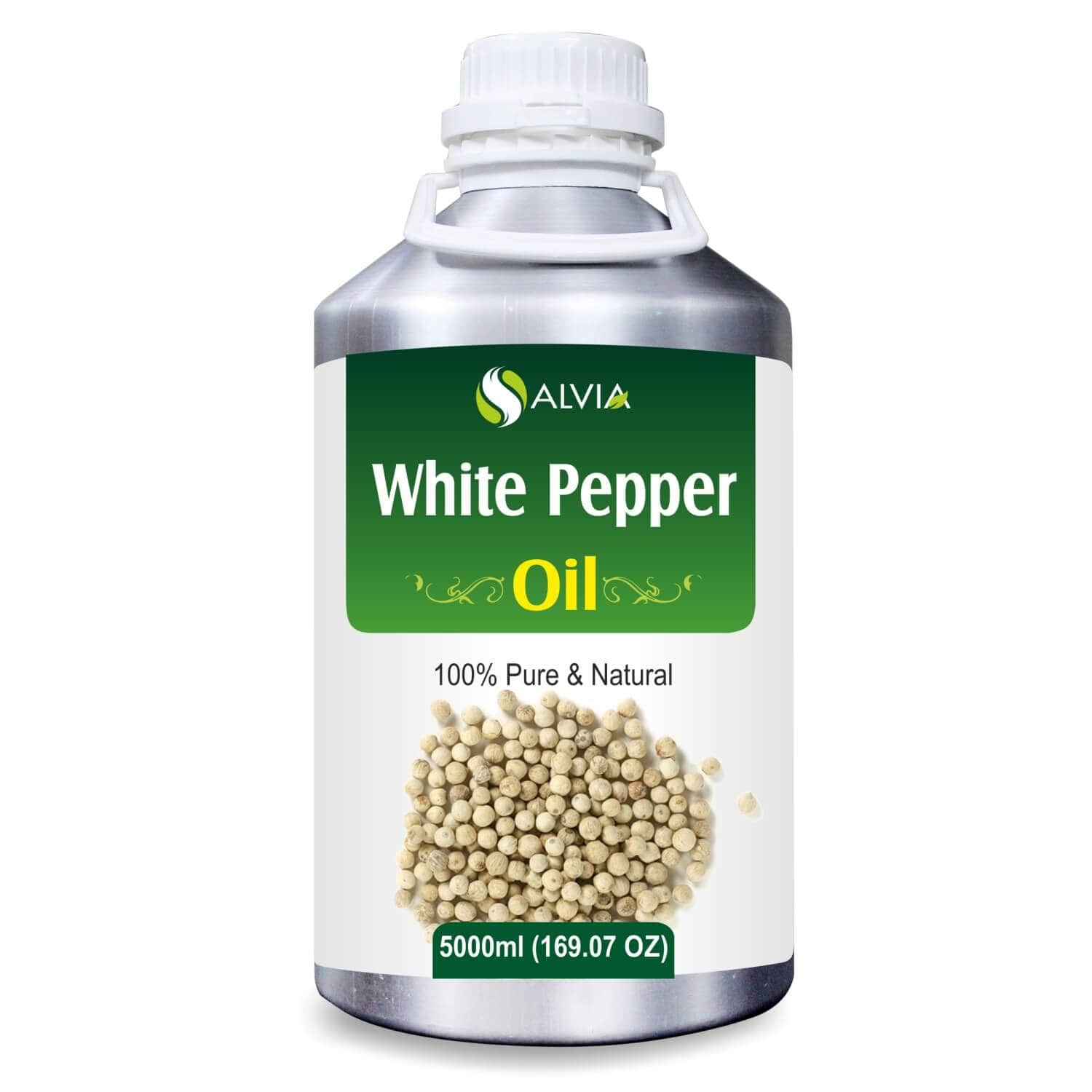 Salvia Natural Essential Oils 5000ml White Pepper Oil (Piper Nigrum) 100% Pure Essential Oil Relieves Pain, Heals Headaches, Solves Vitiligo, Rich Antioxidants, Aromatherapy, Maintains Hair Health